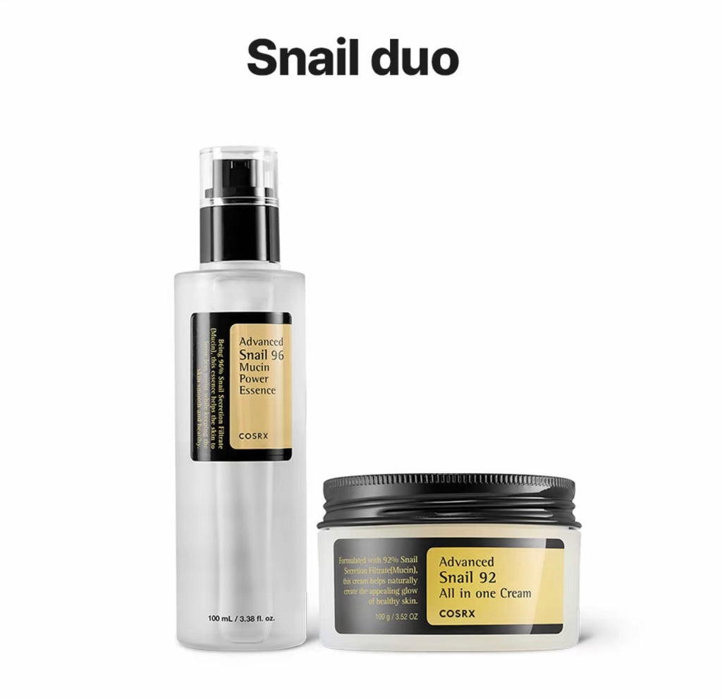 COSRX - Snail Duo Set  | Snail 92 All In One Cream + Snail 96 Mucin Power Essence | Ultimate Hydration & Repair Set