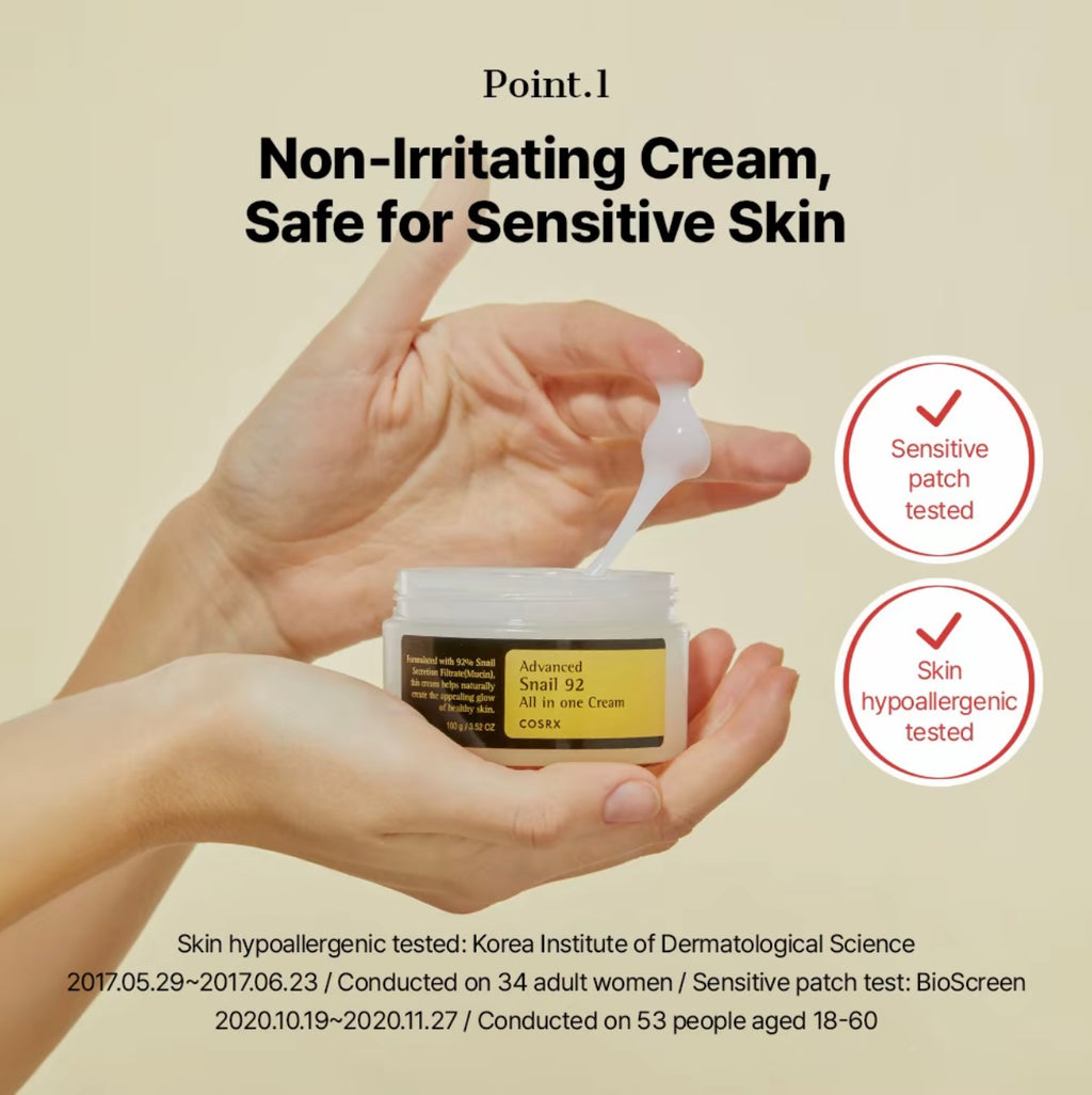 COSRX - Advanced Snail 92 All In One Cream (100g) | Deep Hydration & Skin Barrier Repair Moisturer